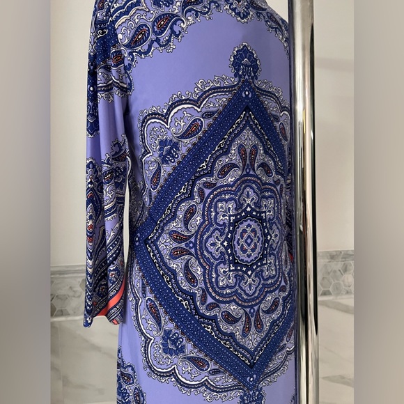 Antonio Melani Stretch Damask Print Lavender Purple Dress Sz M - Picture 7 of 8